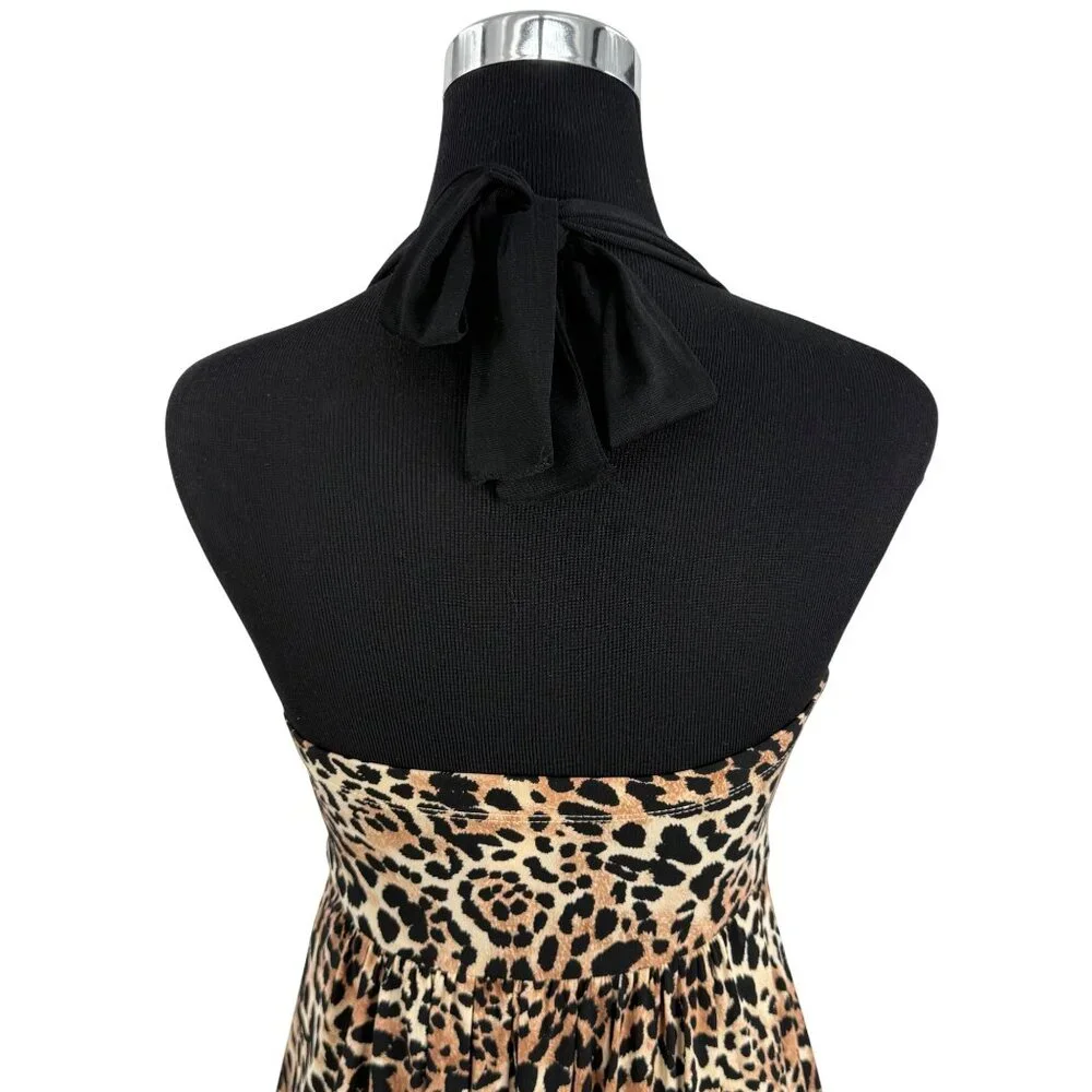 Vintage NWT Candies Leopard Halter Mini Dress S| Y2K Bimbocore McBling Fairycore - Picture 9 of 16